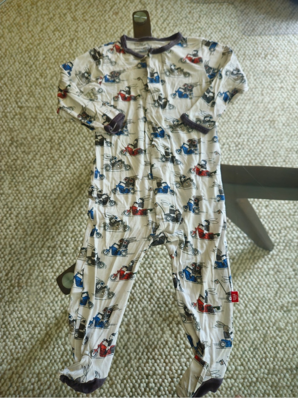 Lot of three 6 - 12 mo. Footed onesies. Magnetic Me and PJ Salvage brands - Picture 3 of 4